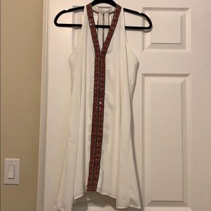 Francesca’s white chiffon dress
